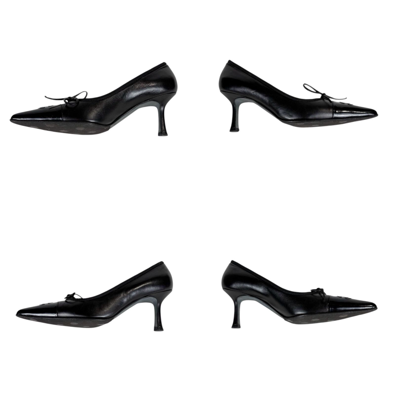 シャネル CHANEL ポインテッドトゥ パンプス リボン ココマーク