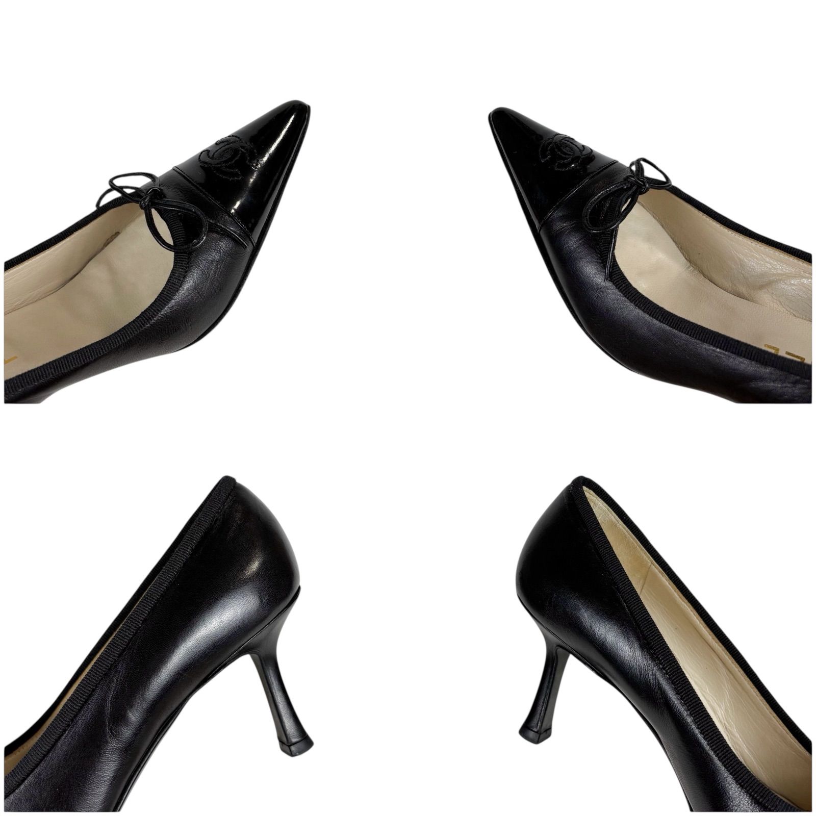 シャネル CHANEL ポインテッドトゥ パンプス リボン ココマーク