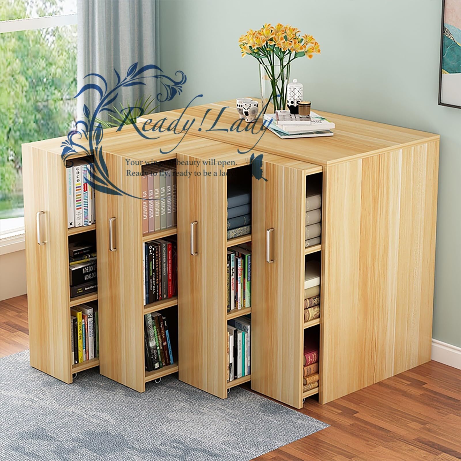 本棚 キャスター付き 収納棚 大容量 スリム 隙間収納 取っ手付き 収納カート 棚板可動 多用途 耐久性 省スペース ブラック 100 60 86 cm