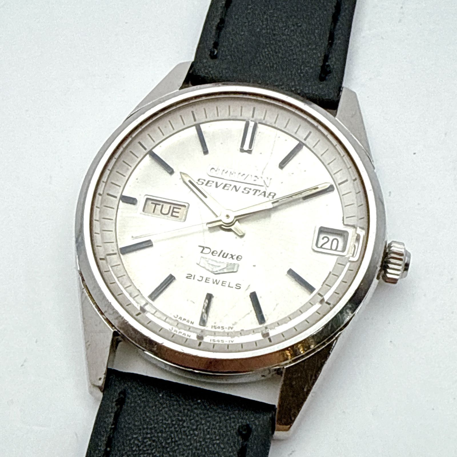 B 091 稼働 ヴィンテージ ベルト 難アリ CITIZEN SEVEN STAR Deluxe シチズン セブンスター デラックス 自動巻き機械式 21石 メンズウォッチ
