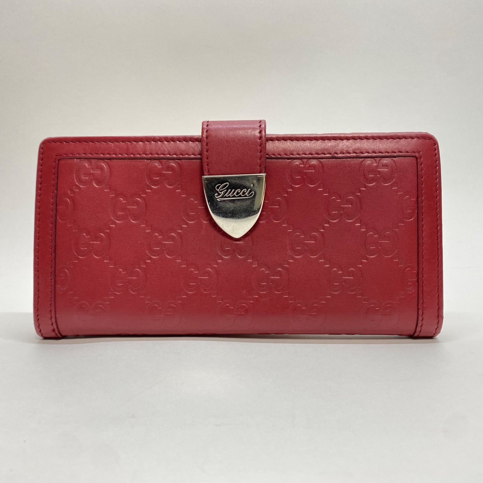 製品を信頼できるお店で買い GUCCI グッチ シマ レザー 長財布 wホック