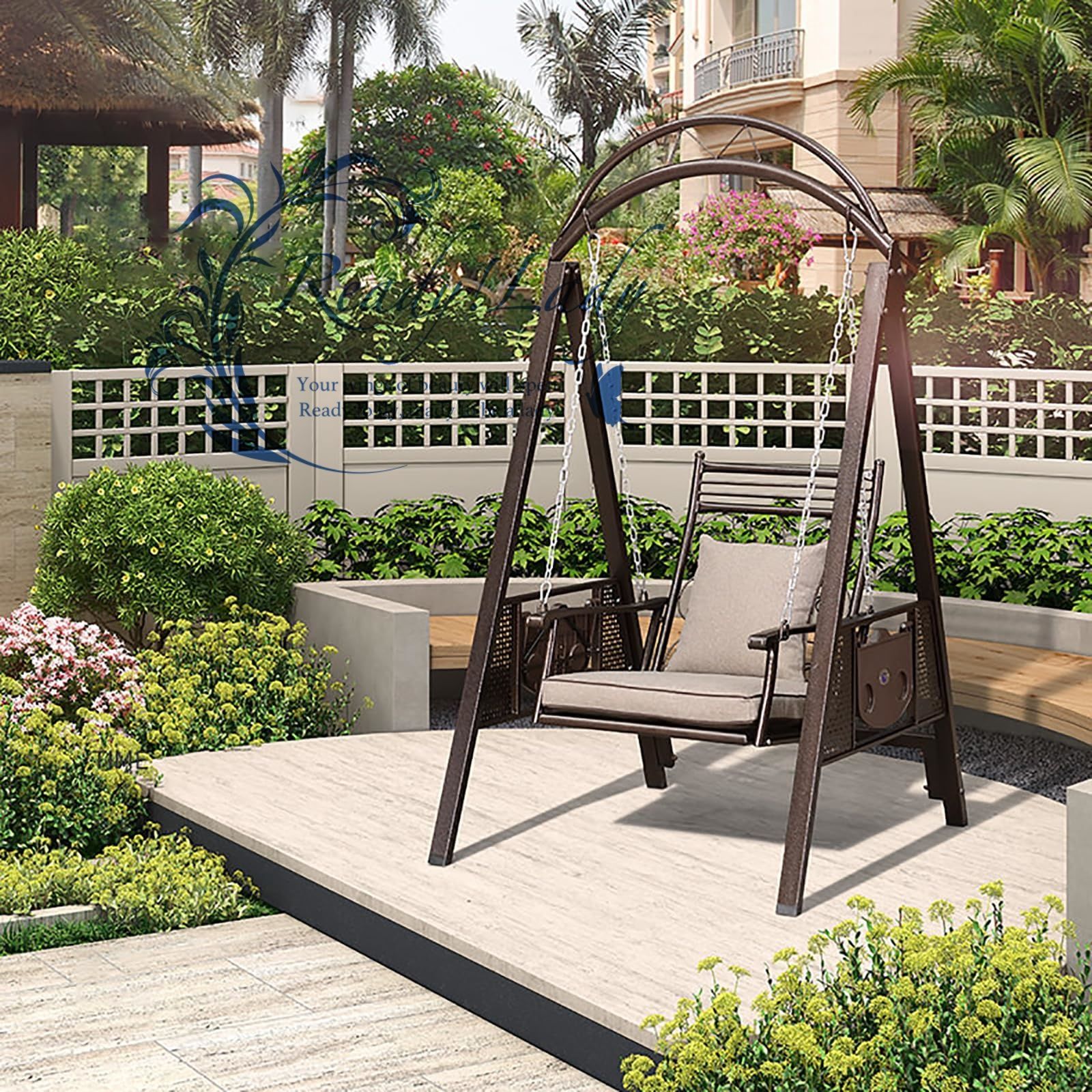 ロッキングチェア リラックスチェア リクライニンク゛チェア 揺れる椅子 通気性あり 楽 椅子 簡単装着 角度調節 ゆったり ブロンズ色