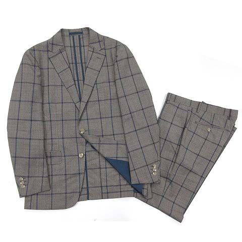 トランスコンチネンツ TRANS カノニコ 21 micron ウィンドウペン チェック スーツ セットアップ 2 B ジャケット パンツ L 79 グレー