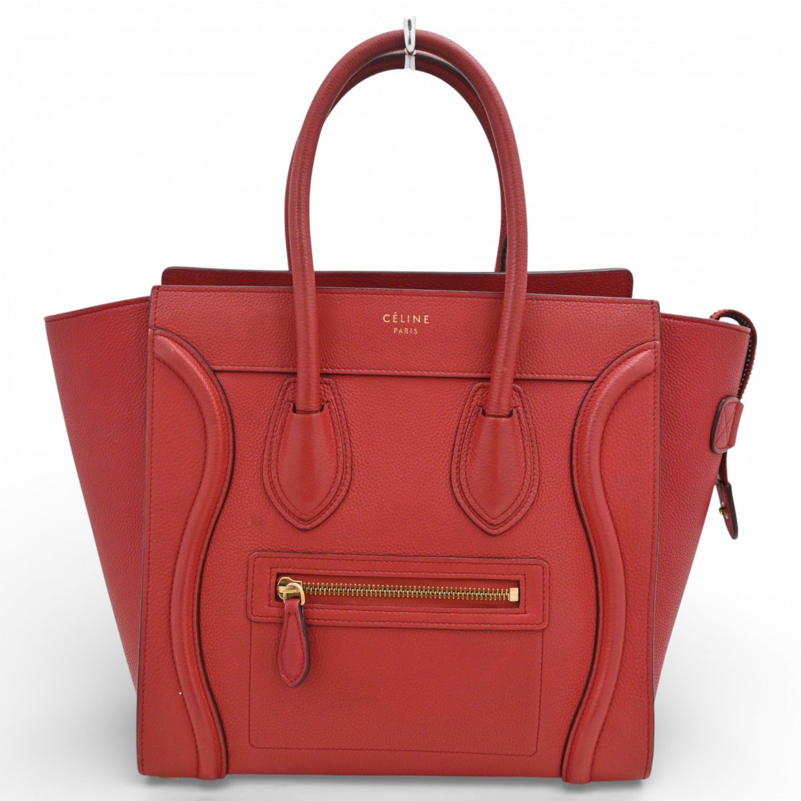 セリーヌ ラゲージ マイクロショッパー レッドレザー ハンドバック Bランク ce 5640 cd