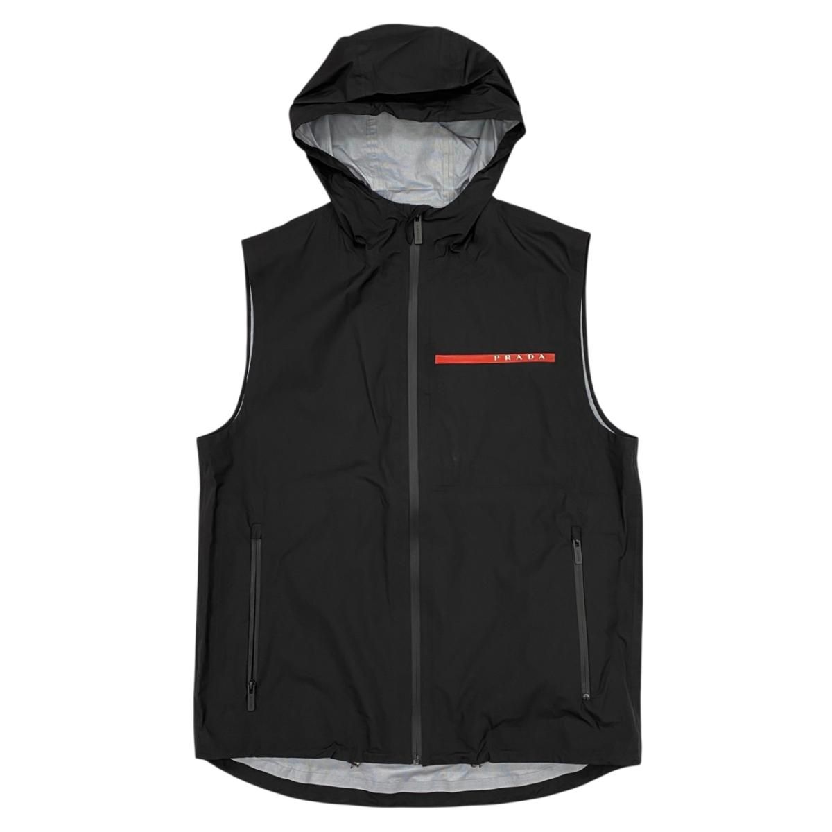 プラダ ベスト リネアロッサ ロゴ SGN 995 S 182 1 SYD ナイロン フード付き ブラック Linea Rossa PRADA