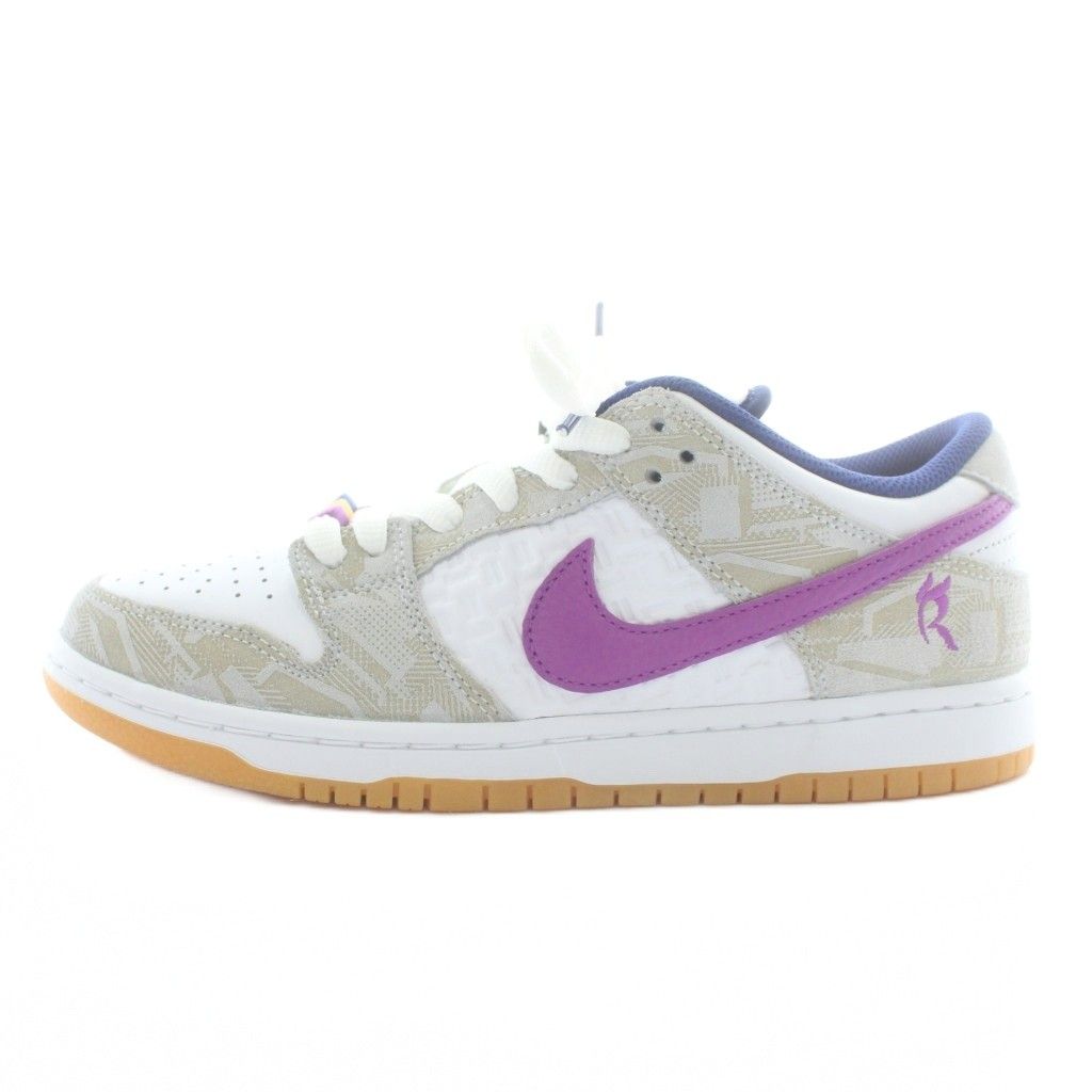 ナイキ エスビー NIKE SB × ライッサ ウ Rayssa Leal Dunk Low PRM Pure Platinum and Vivid Purple スニーカー レザー ローカット US 7.5 25.5㎝ 白 グレー 紫 FZ 5251-001