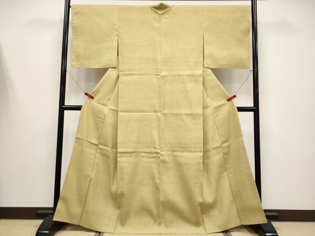 平和屋本店○極上 本場結城紬 重要無形文化財 色無地 木蘭色 奥順謹製