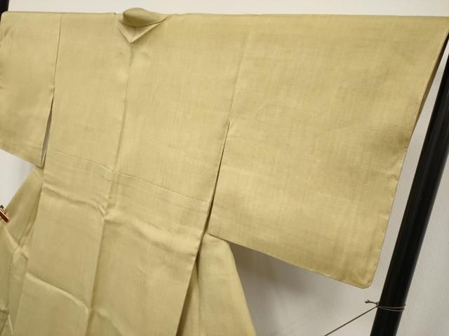 平和屋本店○極上 本場結城紬 重要無形文化財 色無地 木蘭色 奥順謹製