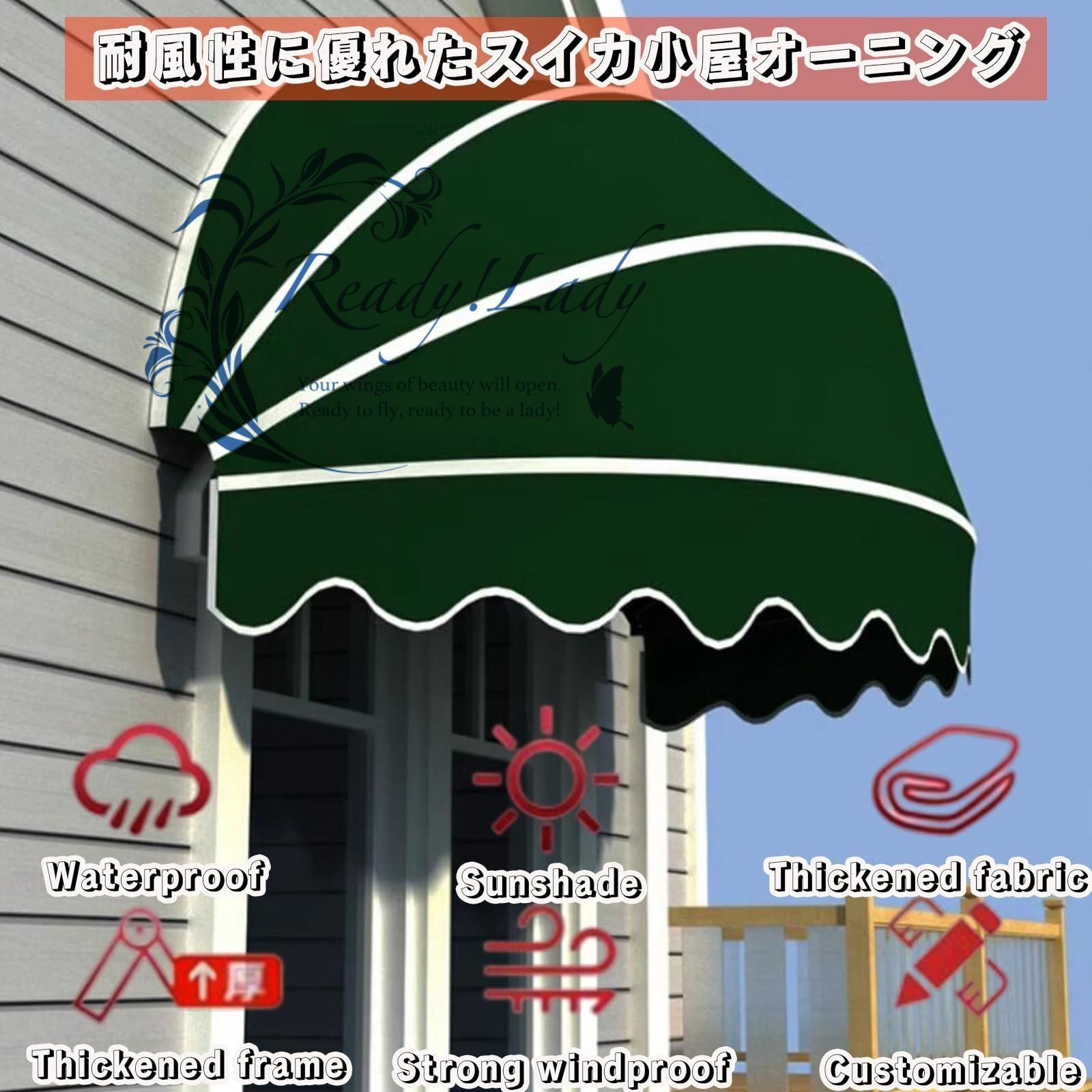 屋外 オーニングテント 格納式日よけ オーニング 日除け マンション 庭 ブルー 120 x 60 cm