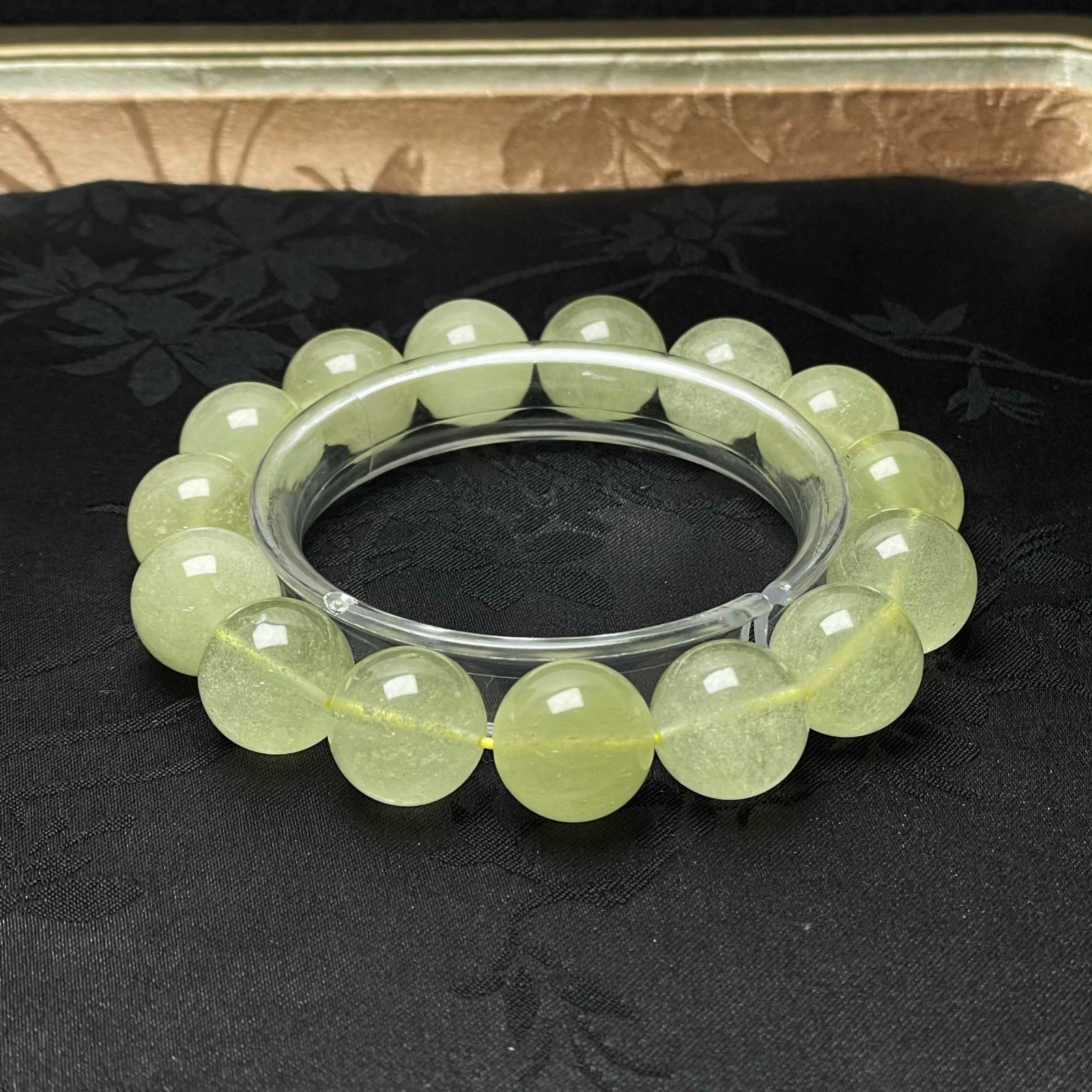 天然石 80 Aリビアングラス ブレスレット 約14.3-14.5 mm ZB 9980