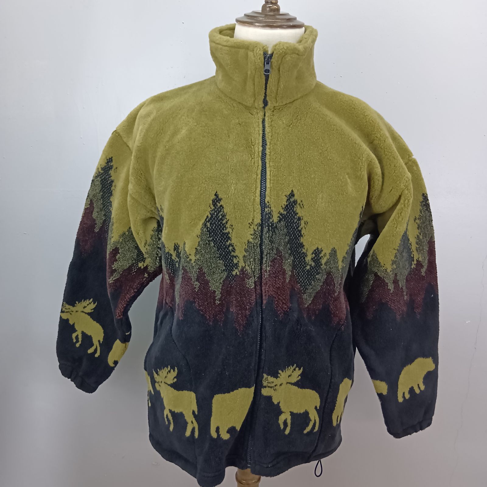 マズマニア フリースジャケット ネイティブ柄 鹿熊 サイズM 90 s