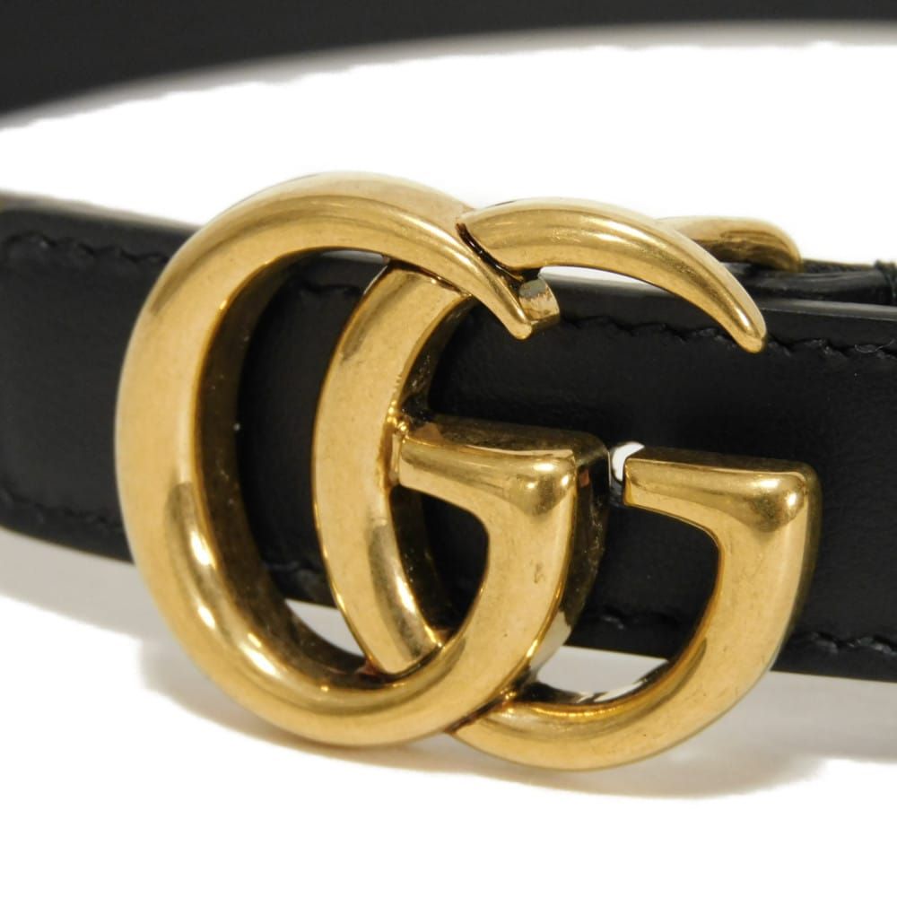 GUCCI グッチ GGマーモント スリム 20MM ダブルG エボニー ブラック 65