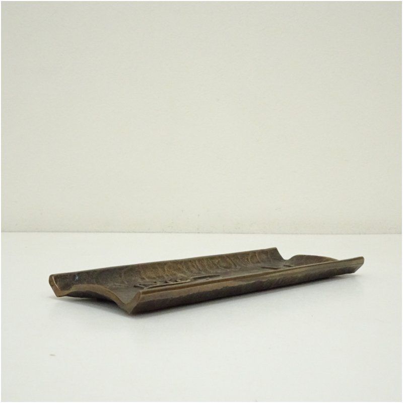 須賀月真造 鋳銅鶴筆皿