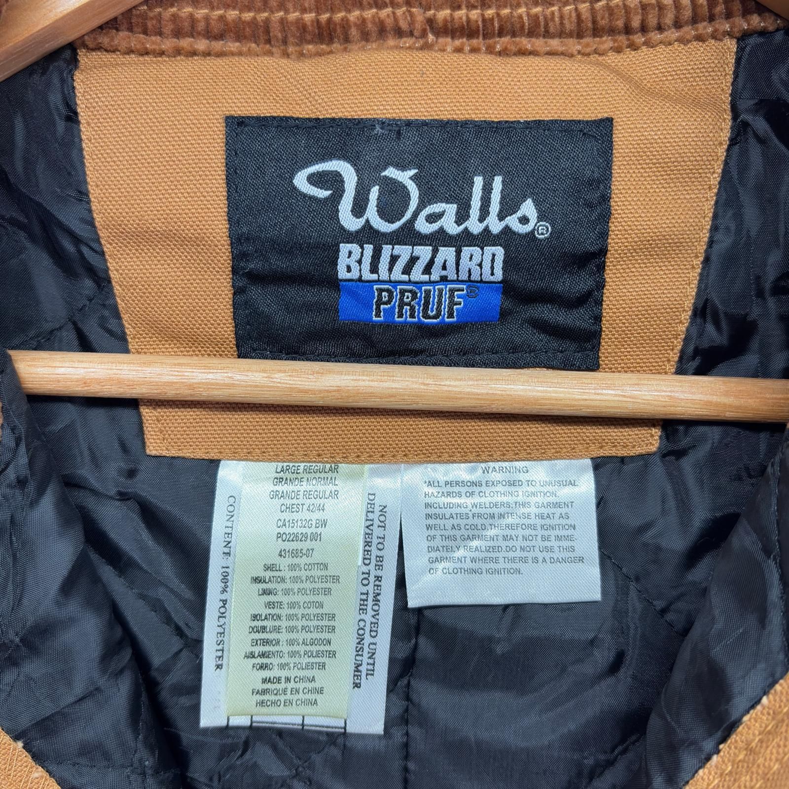 古着 ウォールズ walls 長袖つなぎ ダック 中綿 襟コーデュロイ ワン