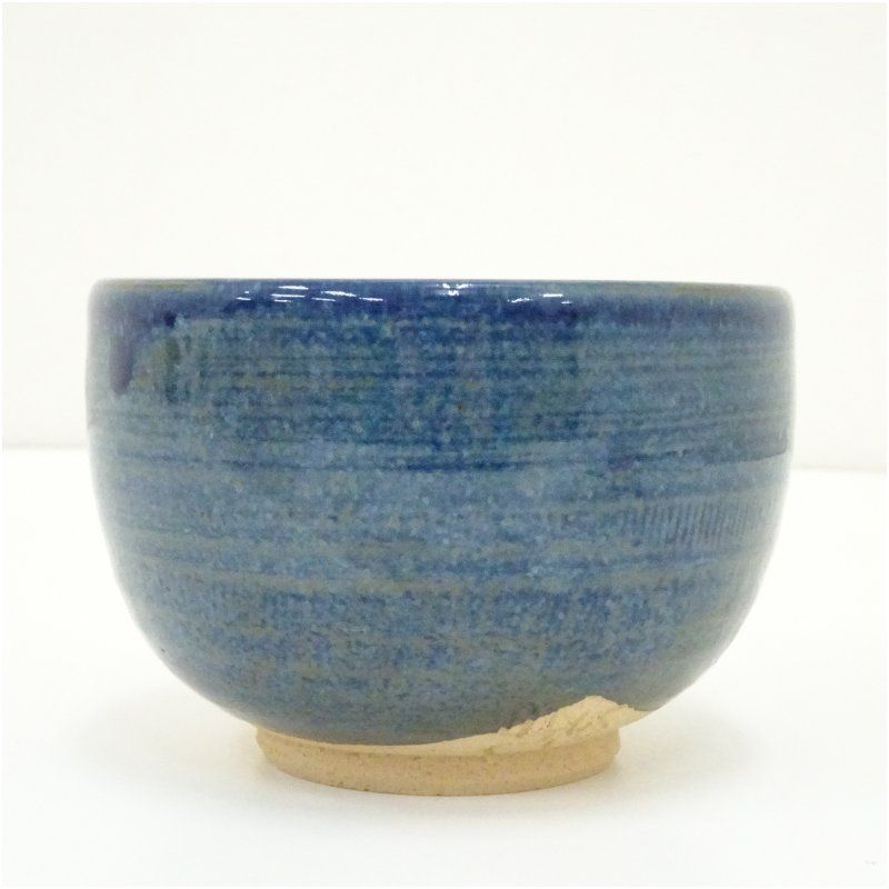 瀬戸焼 大津範生造 蒼釉茶碗（共箱） 茶道 抹茶 おしゃれ 抹茶茶碗