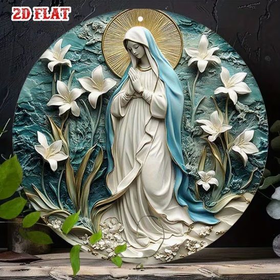 聖母マリア(購入者特典有り) 入荷！聖母マリア12 白百合は「純潔・無垢・高貴」ブリキ/アルミ看板