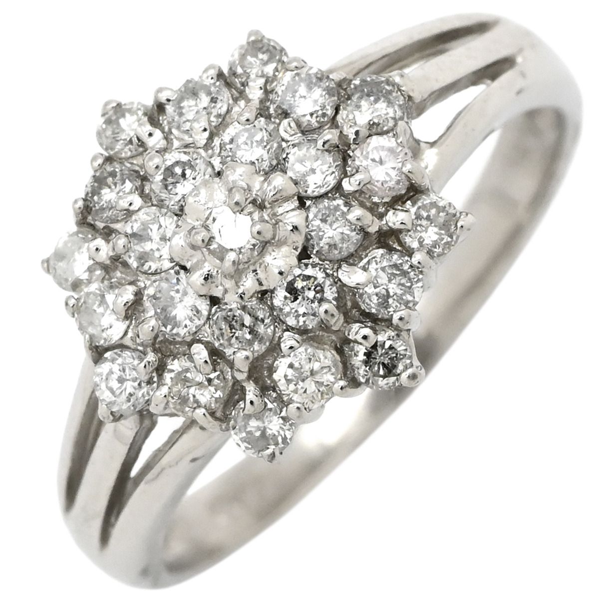 リング 指輪 ダイヤモンド 0.50 ct プラチナシルバー パヴェ フラワー 花モチーフ プラチナ 9.5号
