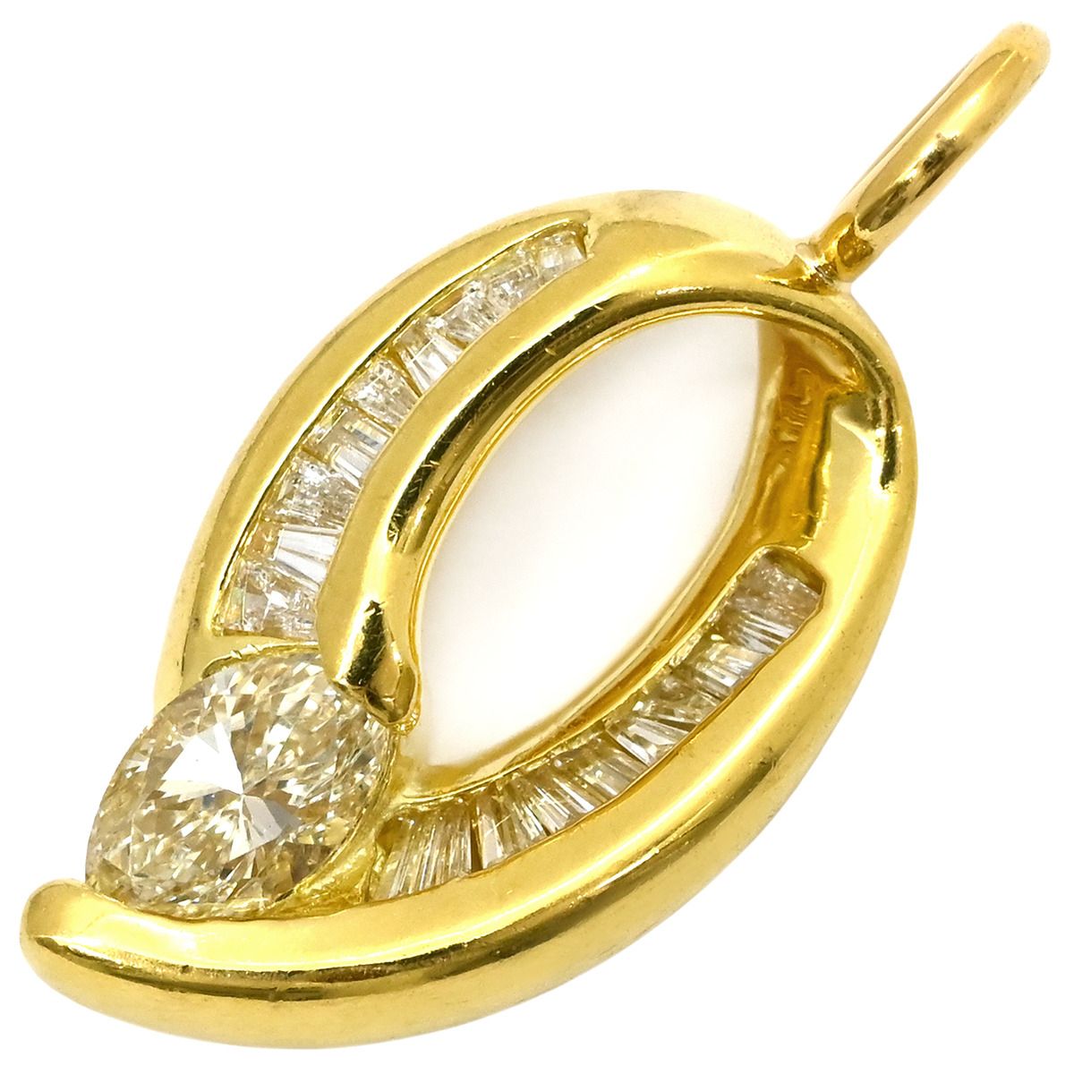 ペンダントトップ ダイヤモンド 0.50 ct イエローゴールド マーキスカット バゲットカット 750 18 K ネックレストップ ペンダントヘッド