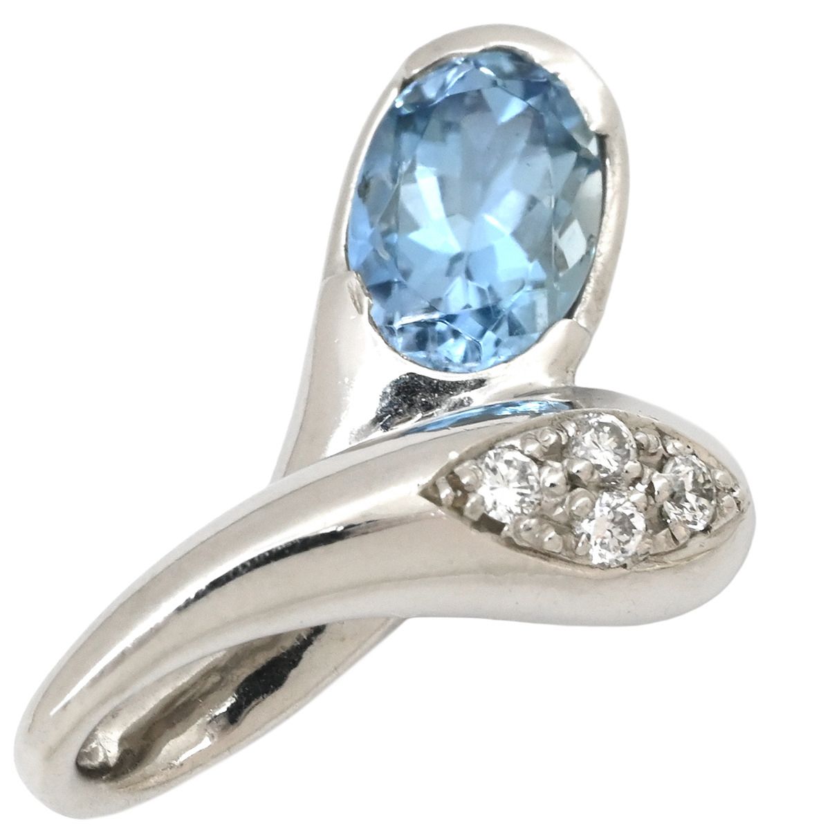 ペンダントトップ アクアマリン 0.78 ct ダイヤモンド プラチナシルバー 1石 1 P 1粒 ブリリアントカット ネックレストップ チャーム Pt 900