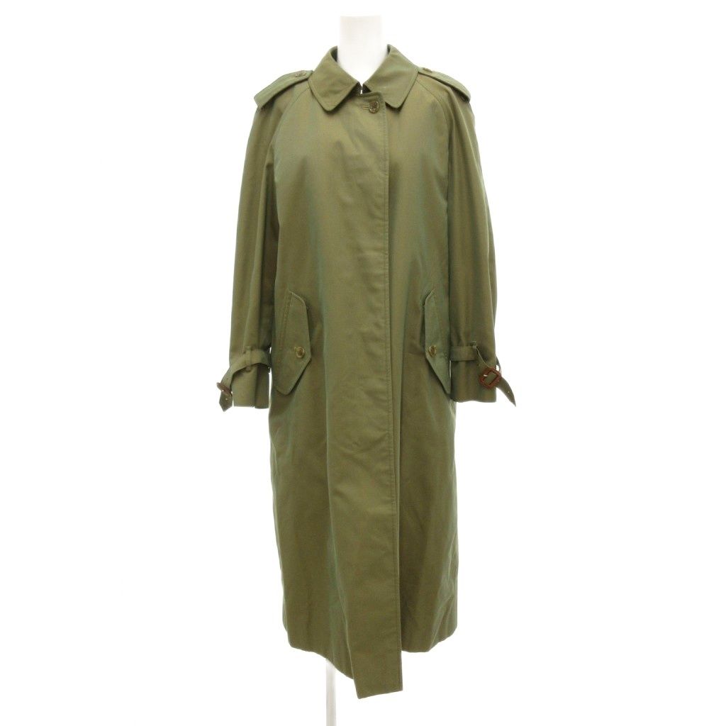 バーバリーズ Burberrys ヴィンテージ ステンカラーコート 9 AB 2 エポレット 裏地チェック カーキ グリーン |JS GY 19