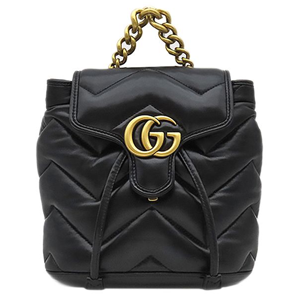 グッチ GUCCI リュック デイパック GGマーモント ミニ バックパック レザー ブラック ゴールド金具 黒 キルティング 777253 箱