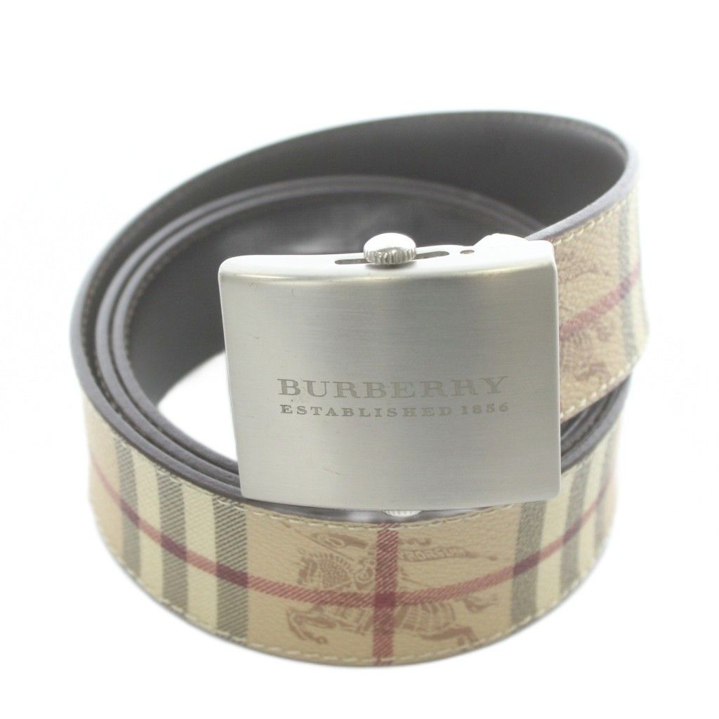 【新品】BURBERRY ベルト ノバチェックホースロゴ バーバリー BURBERRY ベルト バックル PVC レザー ノバチェック ロゴ