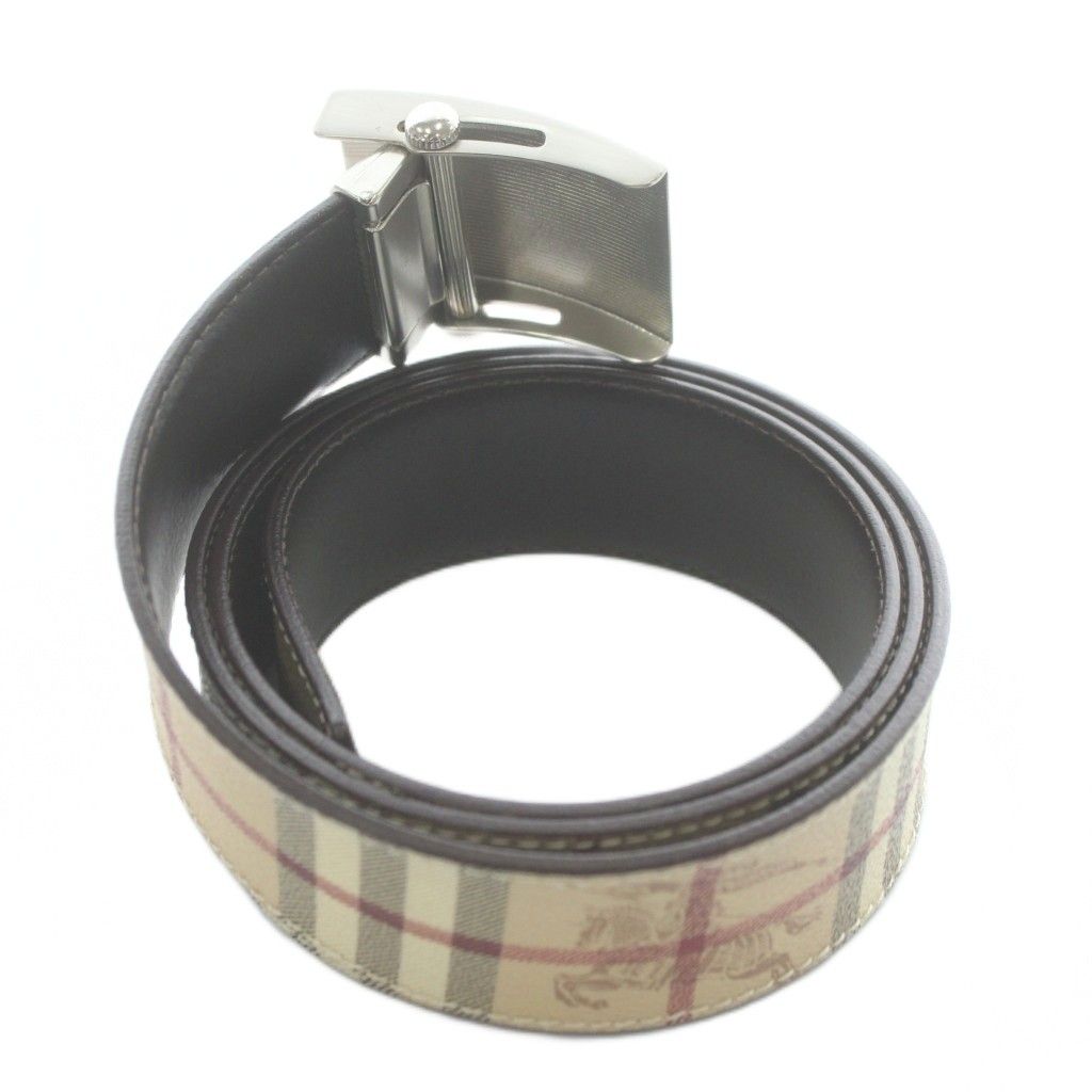 バーバリー BURBERRY ベルト バックル PVC レザー ノバチェック ロゴ
