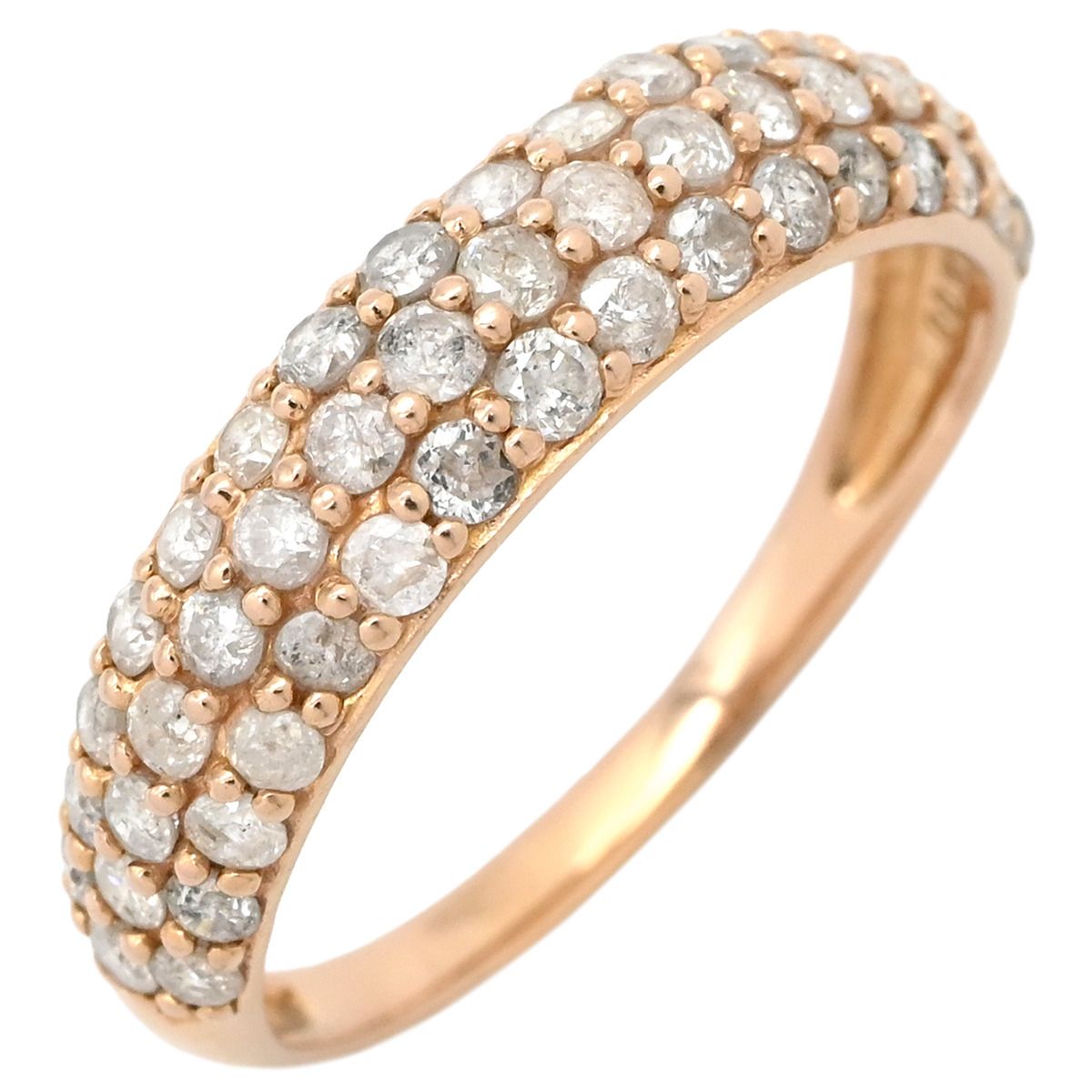 リング 指輪 ドーム型ダイヤリング ピンクゴールド K 18 Au 750 PG 1 00 ct パヴェ ダイヤモンド ドームリング 15号