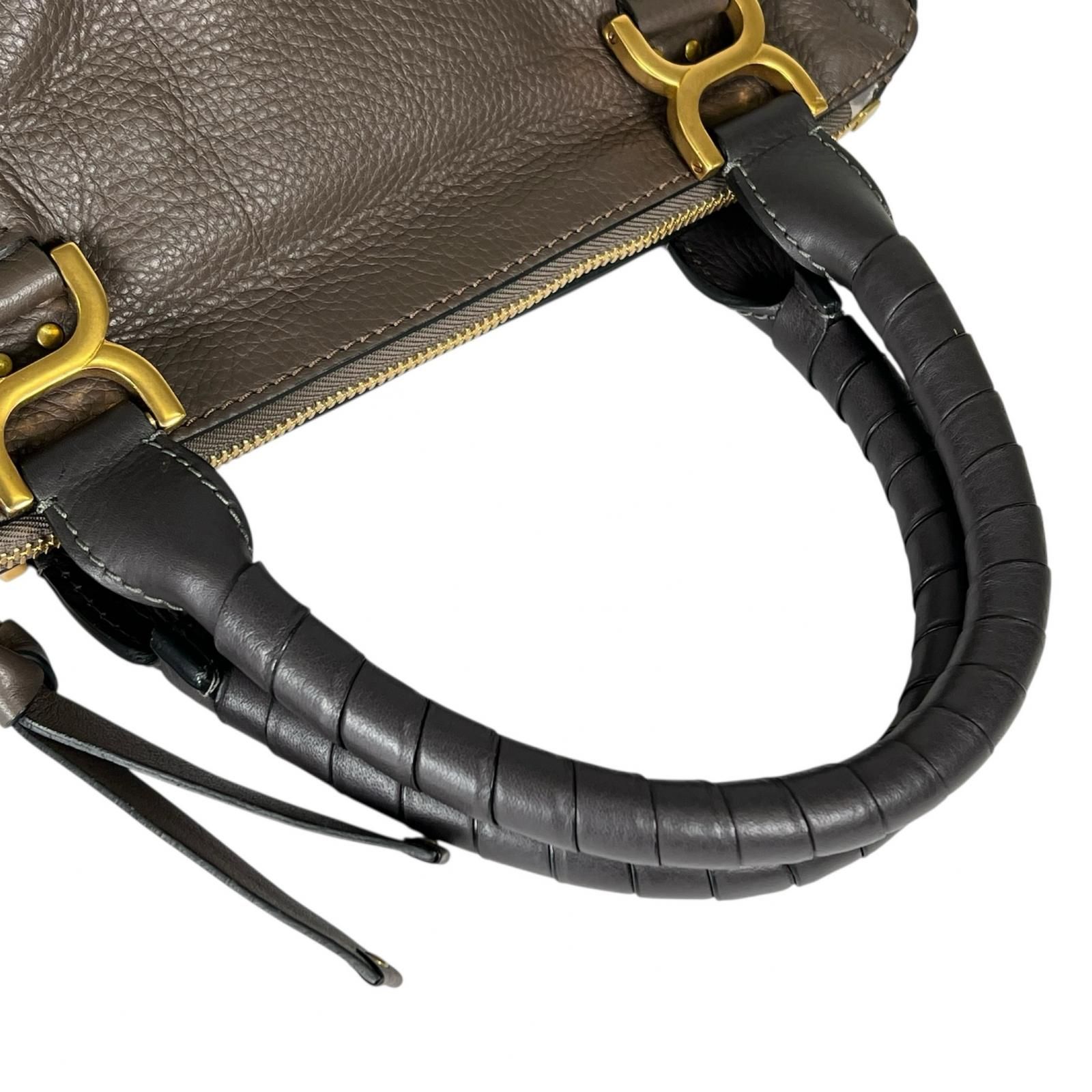 美品 Chloe クロエ ﾏｰｼｰ ハンドバッグ レザー ブラウン レディース