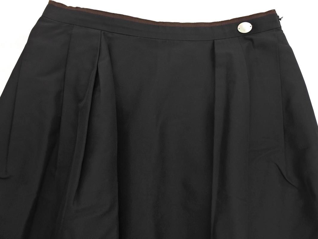 foxey フォクシー シルク100% タック フレア スカート size38/黒