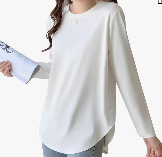 レディース 長袖 Tシャツ トップスニットTシャツ クルーネック 柔らかい ストレッチ 着痩せ カジュアル ゆったり