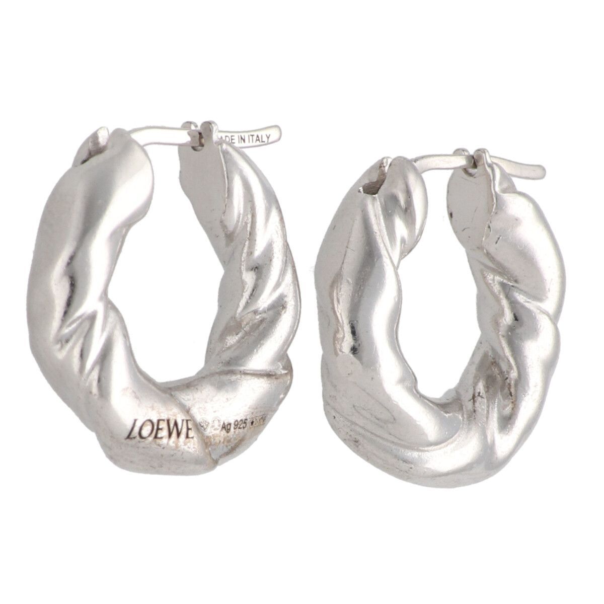 LOEWE ロエベ ピアス ナパツイスト フープピアス SV 925 両耳 シルバー YM