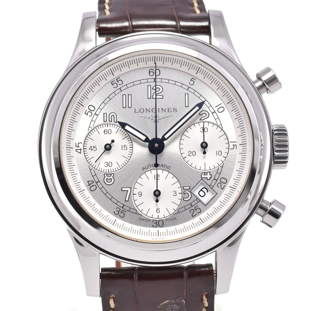 ロンジン L 2.745.4 ヘリテージ 1951 クロノグラフ 自動巻き メンズ 箱 保証書付き G 144429