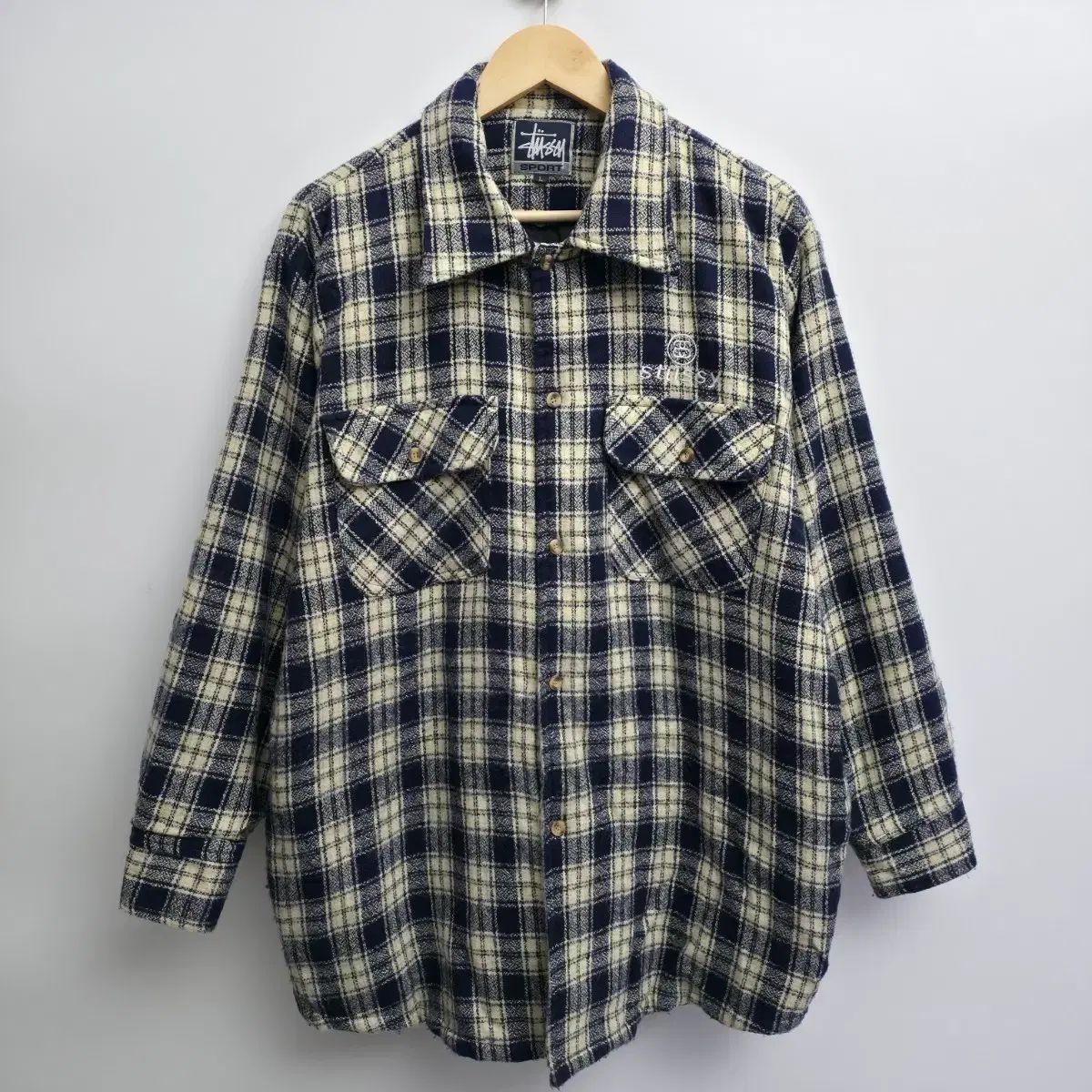 L 90 s STUSSY スポーツ フランネル CHECKシャツ キルティング USA made