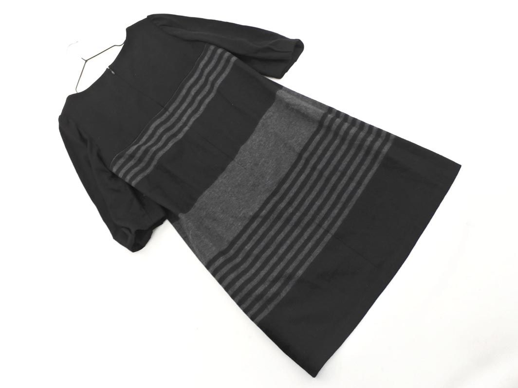 M S GRACY エムズグレイシー ウール100% ボーダー リボン ワンピース