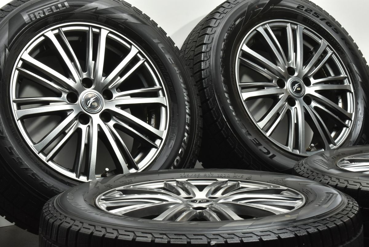 程度良好 ファング 17 in 7 J 47 PCD 114.3 アイスアシンメトリコ 225|65 R レクサスNX ハリアー RAV 4 CX-5 CX-8 レガシィアウトバック