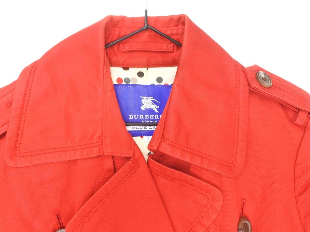 BURBERRY BLUE LABEL ウールコート 38 バイカラー 赤裏地 BURBERRY