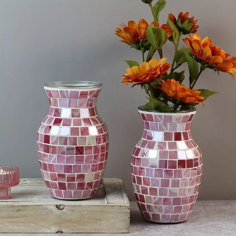 花瓶 花器 フラワーベース ガラス製 ピンク系 インテリア Amazon.co.jp: 花瓶 ガラス フラワーベース 18cm マカロン色 丸型