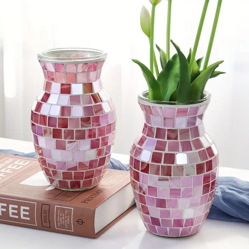 花瓶 花器 フラワーベース ガラス製 ピンク系 インテリア Amazon.co.jp: 花瓶 ガラス フラワーベース 18cm マカロン色 丸型