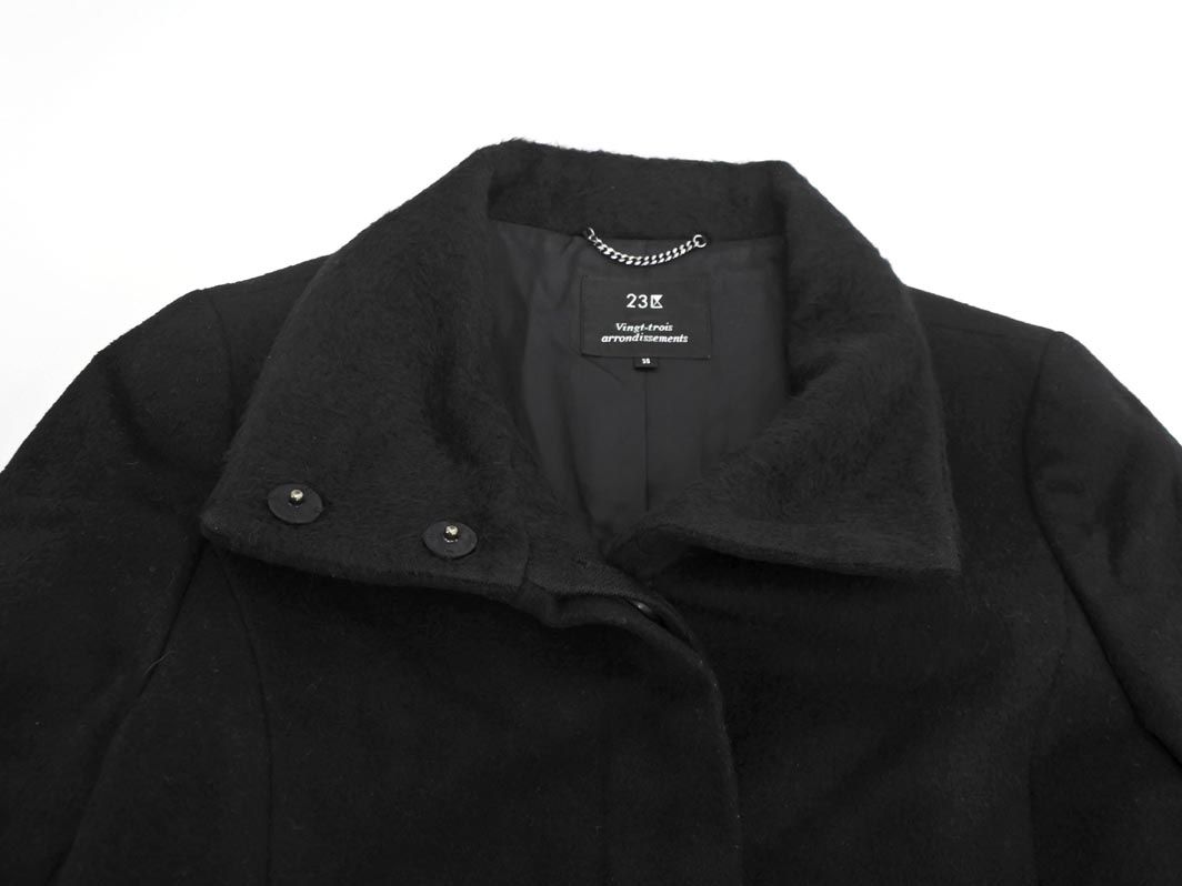 23区 アンゴラ混 スタンドカラー コート size38/黒 ◇□ レディース