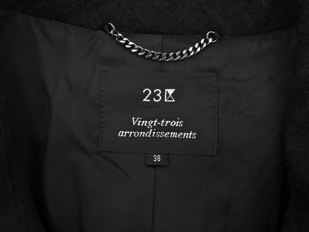 23区 アンゴラ混 スタンドカラー コート size38/黒 ◇□ レディース