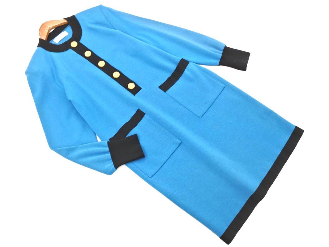 YVES SAINT LAURENT イヴサンローラン ウール ヴィンテージ Iライン ワンピース sizeM ターコイズ ◎レディース