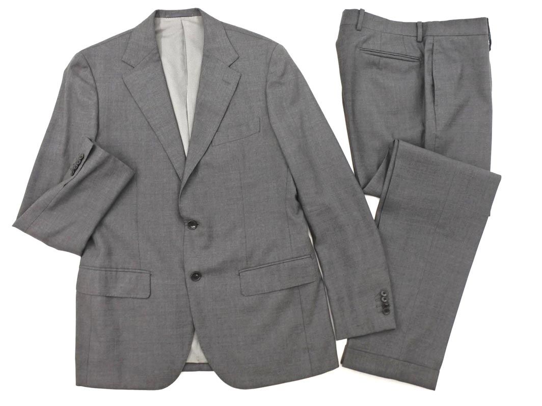 EDIFICE エディフィス シルク混 セットアップ ジャケット パンツ スーツ size 50 グレー ◎メンズ