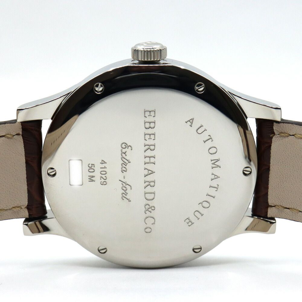  栄 エベラール エクストラフォルト オートマティック 41029 シルバー 腕時計 SS レザー 自動巻き メンズ♥ 自動巻き時計 腕時計(アナログ)