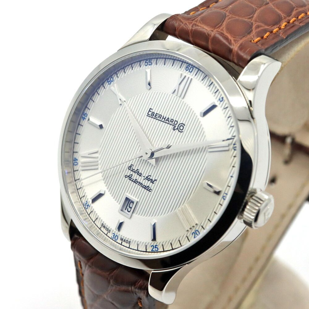 栄 エベラール エクストラフォルト オートマティック 41029 シルバー 腕時計 SS レザー 自動巻き メンズ♥