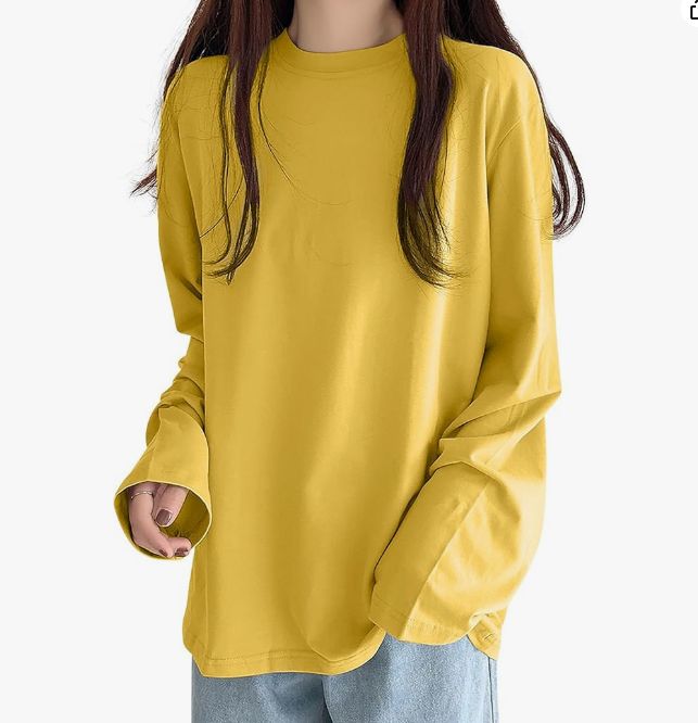 レディース 長袖 Tシャツカットソー クルーネック カジュアル 着痩せ ゆったり