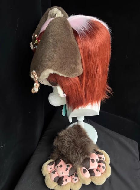 ファースーツ 着ぐるみセット NO.332 犬 茶色 ケモノ 全頭ヘッド ぬいぐるみ コスプレ コスチューム 一点物