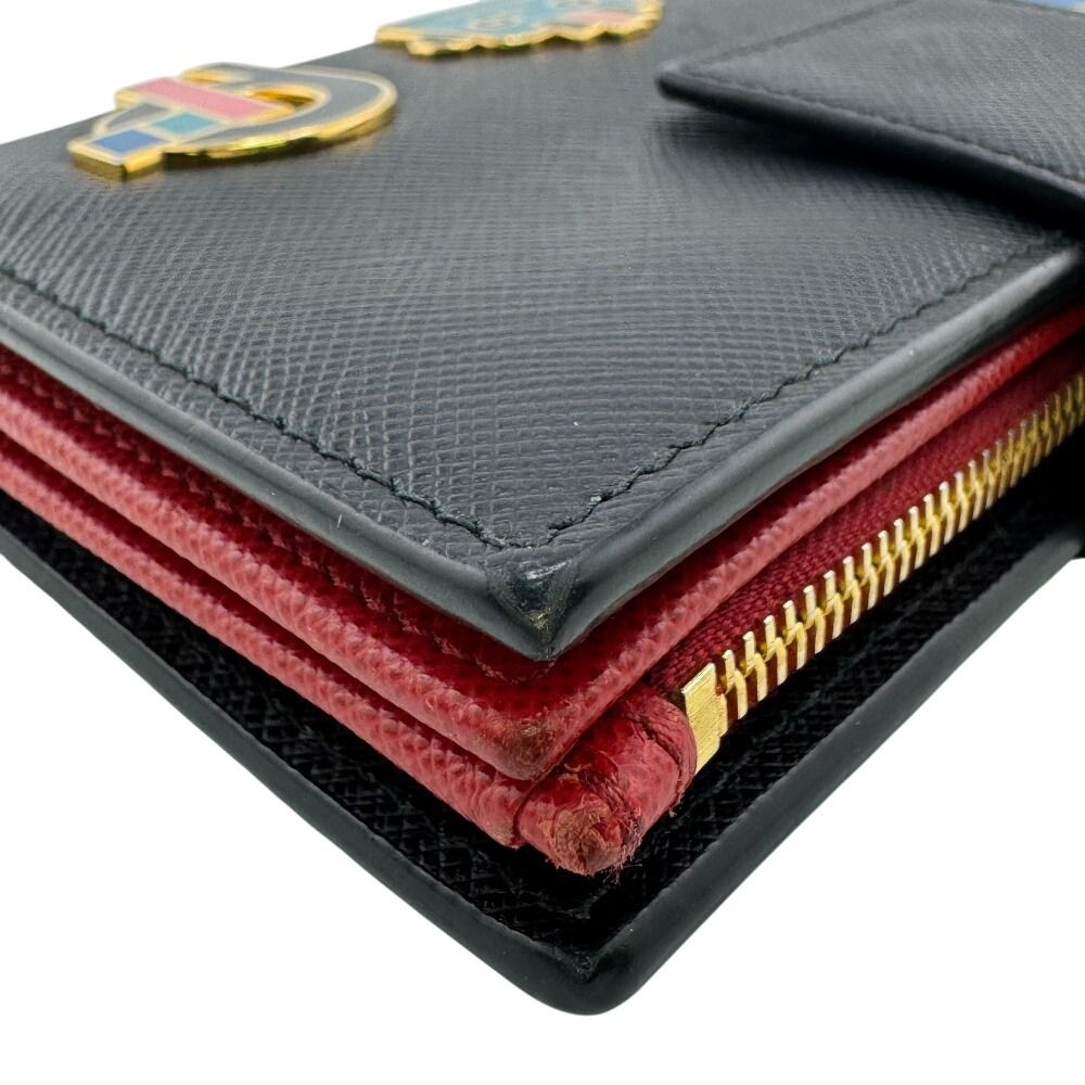  PRADA プラダ 1 ML 005 サフィアーノスマルト コンパクト 長財布 ブラック ユニセックス その他 小物