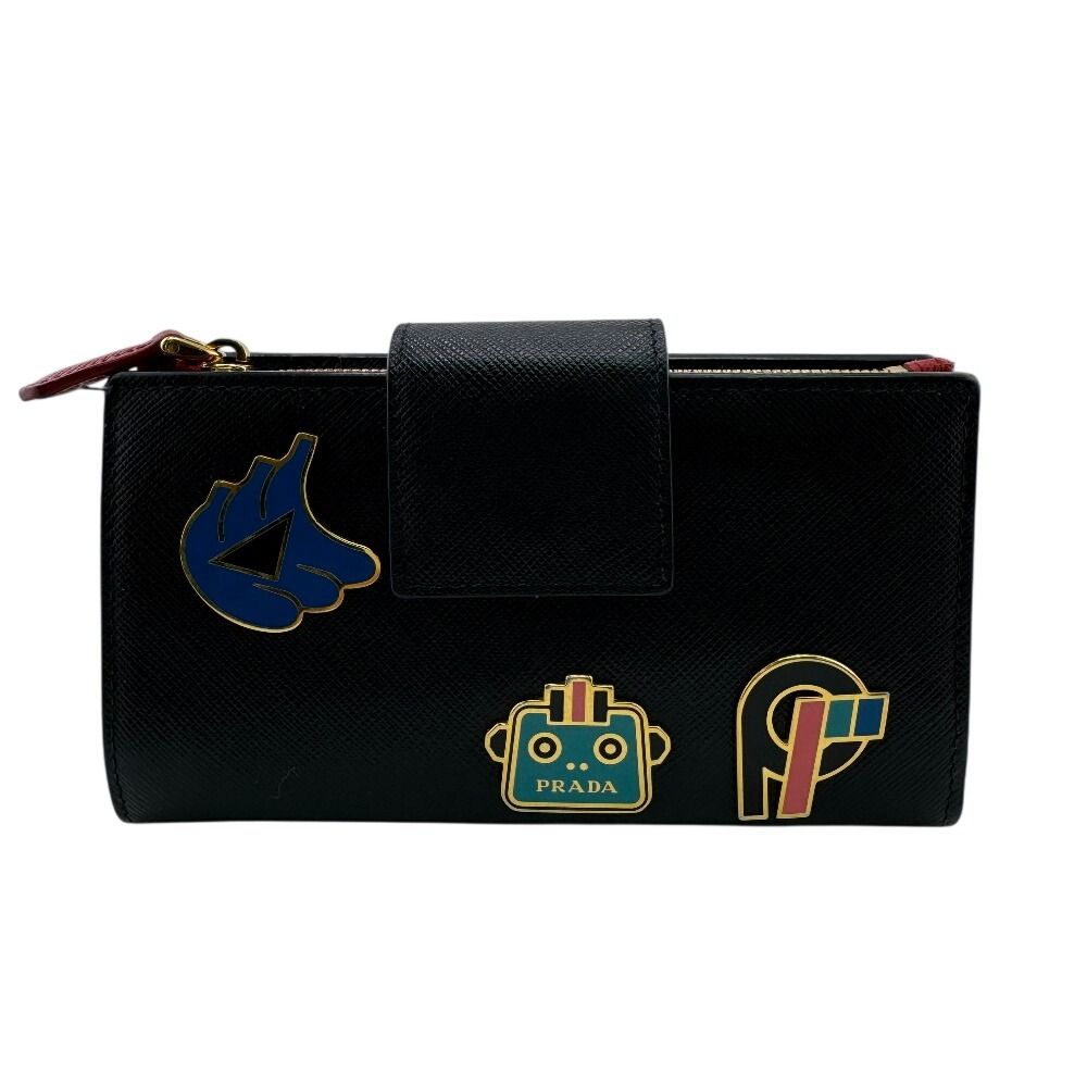 PRADA プラダ 1 ML 005 サフィアーノスマルト コンパクト 長財布 ブラック ユニセックス