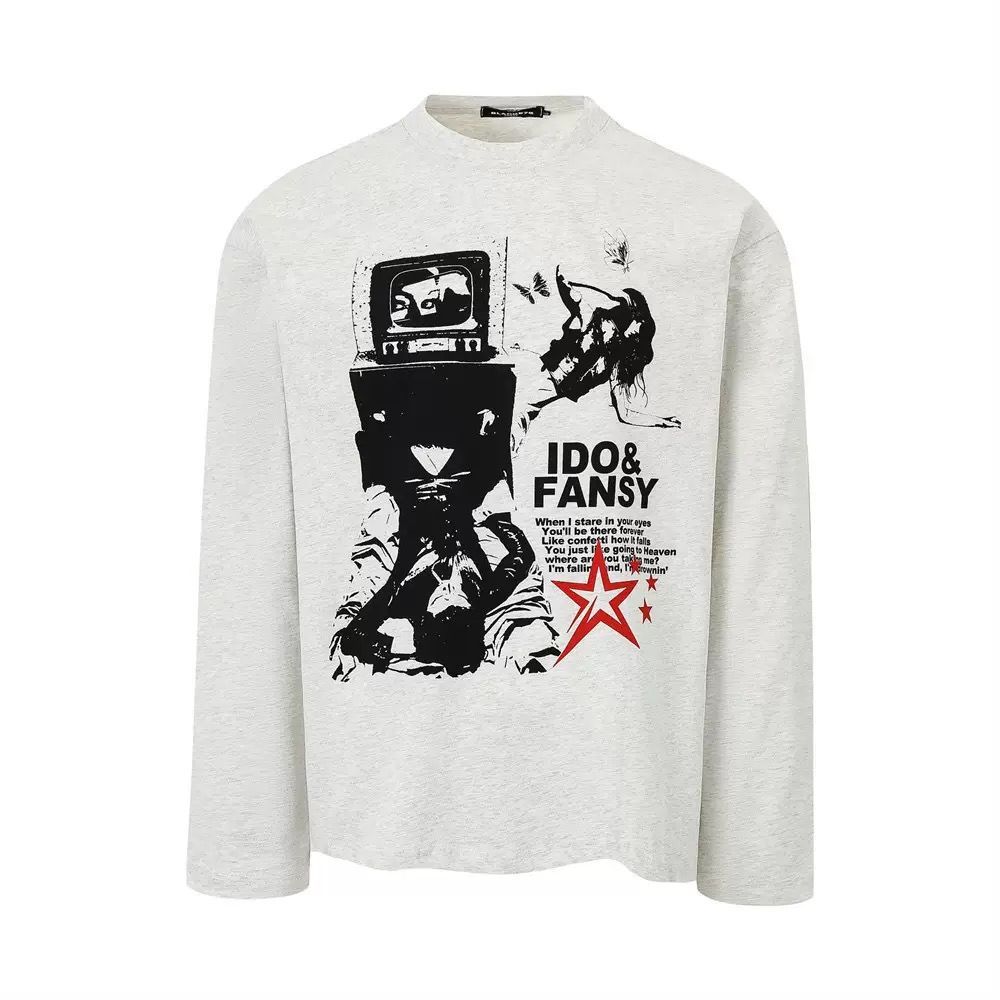 ♥h アメリカン ハイストリート ヴィンテージ ダーク系 Y 2 K風 ロングスリーブTシャツ コットン100％｜春秋｜ユニセックス